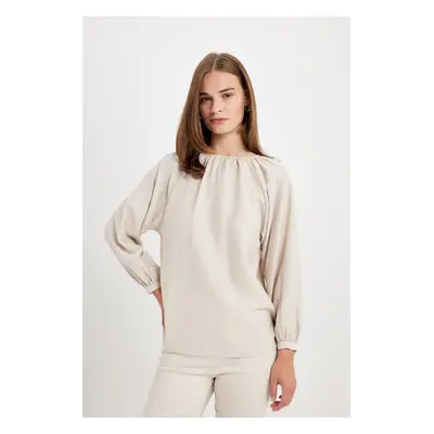 DEFACTO Crew Neck Button Detail Raglan Sleeve Long Sleeve Blouse