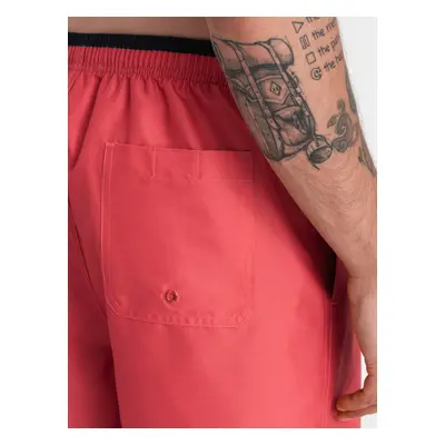 Ombre Men's two-tone ribbed swim shorts - coral