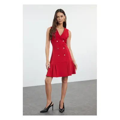 Trendyol Red Pleated Detailed Mini Woven Jacket Dress