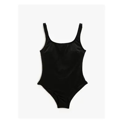 Koton Basic Swimsuit U-Neck Strap Covered