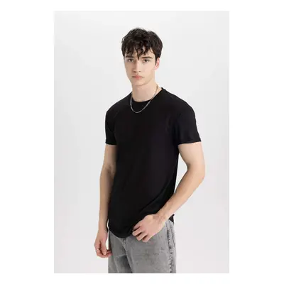 DEFACTO Long Muscle Fit Crew Neck Basic Short Sleeve T-Shirt