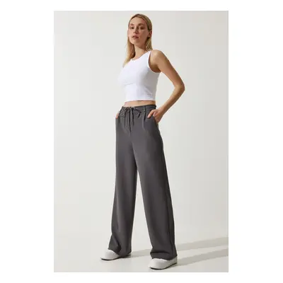 Happiness İstanbul Women's Anthracite Wide Leg Sweatpants