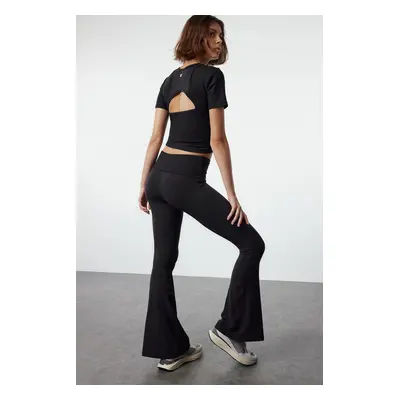 Trendyol Black Brushed Soft Twill Fabric Spanish Leg Yoga Knitted Sports Leggings