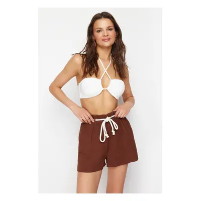 Trendyol Brown Woven Tie-Up Muslin Shorts & Bermuda