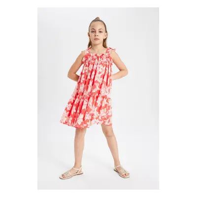 DEFACTO Girl's Strappy Floral Patterned Dress