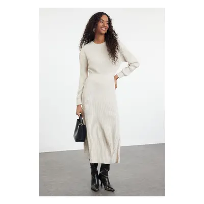 Trendyol Stone Pleated Knitwear Dress