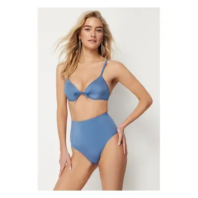 Trendyol Blue High Waist Hipster Bikini Bottom