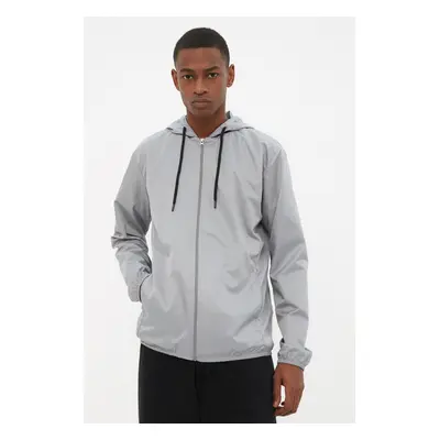 Trendyol Grey Regular Fit Hooded Printed Thin Seasonal Windbreaker Jacket Coat