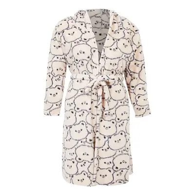 Trendyol Curve Cream Teddy Bear Printed Wellsoft/Plush Knitted Dressing Gown