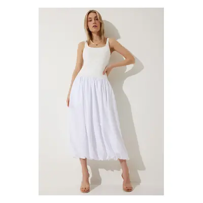 Happiness İstanbul Women's White Balloon Midi Dress