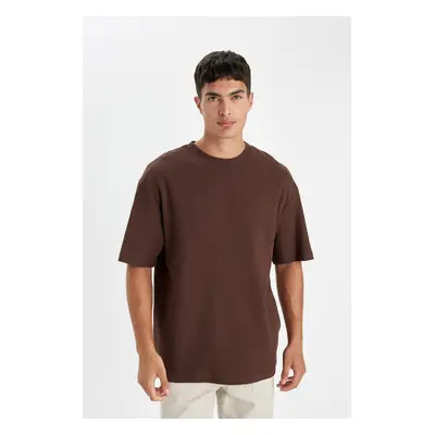 DEFACTO Relax Fit Casual Cut Crew Neck Cotton Short Sleeve Basic Plain T-Shirt