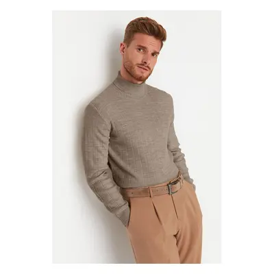 Trendyol Mink Men's Regular Turtleneck Plain Knitwear Sweater