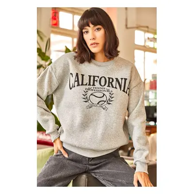 Olalook Women's Gray California Fleece Thick Sweatshirt