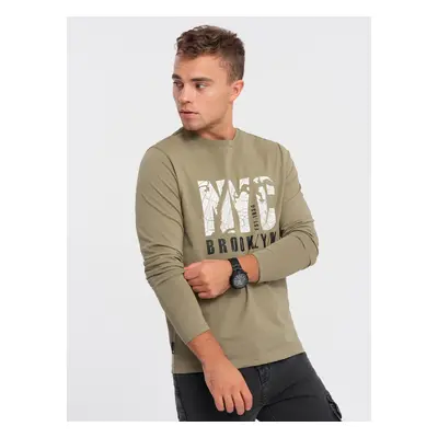 Ombre Men's map motif printed longsleeve - olive