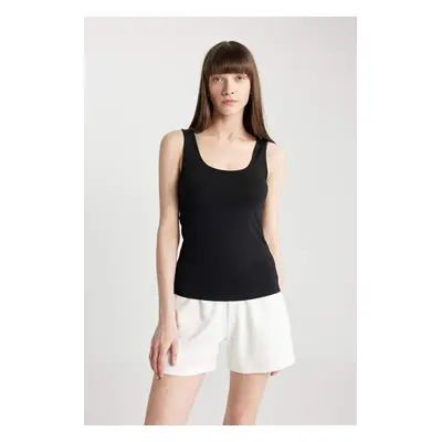 DEFACTO Fall In Love Regular Fit Cotton Basic Plain Black Undershirt