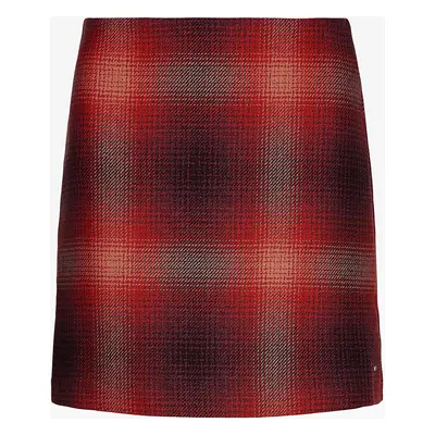 Červená dámská krátká sukně s příměsí vlny Tommy Hilfiger Wool Shadow Check Short