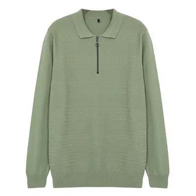 Trendyol Light Green Slim Fit Crew Neck Textured Knitwear Sweater