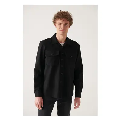 Avva Men's Black Cotton Lightweight Comfort Fit Casual Cut Jacket Coat