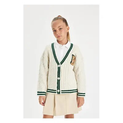 DEFACTO Girl's Knitwear V-Neck Button Closure School Cardigan