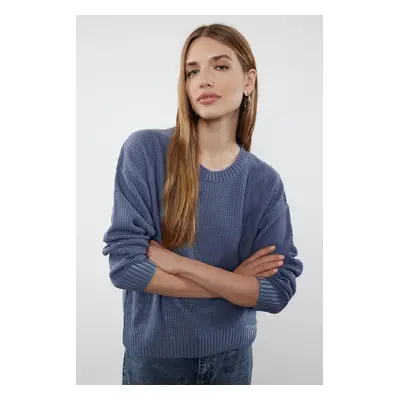 Trendyol Blue Foil Printed Knitwear Sweater