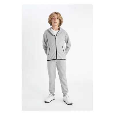 DEFACTO Boys Grey Elastic Waist Leg Pocket School Jogger Sweatpants