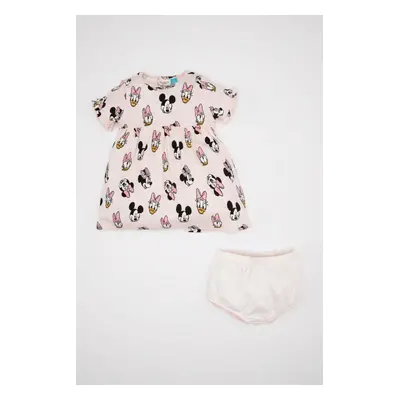 DEFACTO Baby Girl 2-Piece Set Disney Mickey & Minnie Ribbed Camisole Short Sleeve Dress Panties