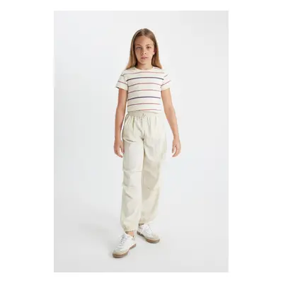 DEFACTO Girl's Elastic Waist and Leg Pocket Parachute Jogger Pants