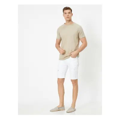 Koton Men's Ecru Pocket Detailed Jean Shorts