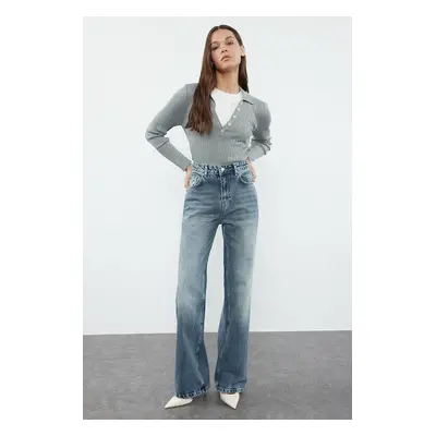 Trendyol Blue High Waist Wide Leg Jeans