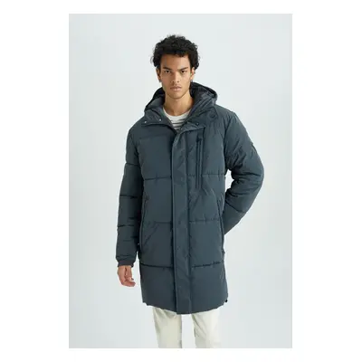 DEFACTO Hooded Puffer Parka Faux Für Lined Zippered Pocket