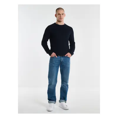 Big Star Man's Sweater Navy Blue Wool-403