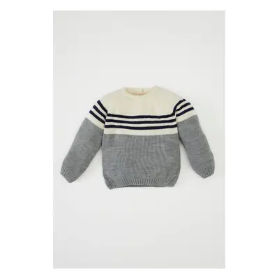 DEFACTO Baby Boy Crew Neck Striped Knitwear Sweater