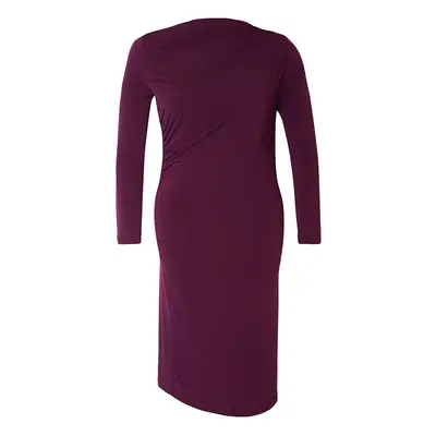 Trendyol Curve Plum Gathered Detailed Knitted Plus Size Dress