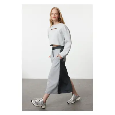 Trendyol Gray Parachute Detailed Elastic Waist Relaxed/Comfortable Fit Midi Skirt