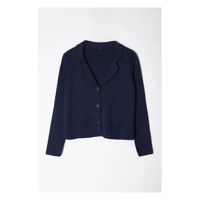 Trendyol Navy Blue Jacket Look Knitted Cardigan