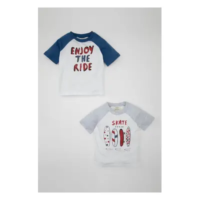 DEFACTO Baby Boy Crew Neck Skateboard Printed 2-Pack Short Sleeve T-Shirt