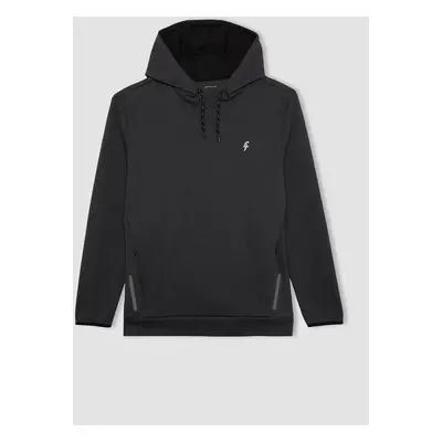 DEFACTO Fit Standard Fit Hooded Printed Pocket Sweatshirt