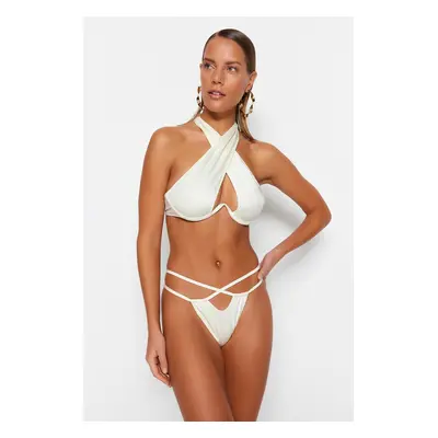 Trendyol Ecru Tunnel High Leg Bikini Bottom