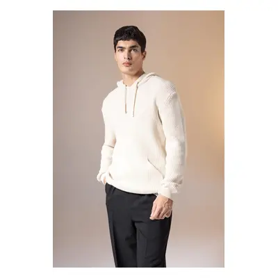 DEFACTO Relax Fit Hooded Basic Plain Knitwear Sweater