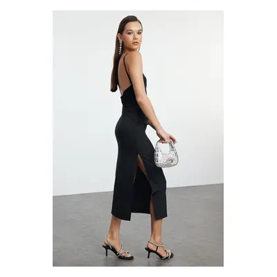 Trendyol Black Back Detailed Bodycon Knitted Dress