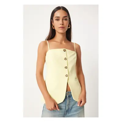 Happiness İstanbul Women's Light Yellow Suspender Woven Vest