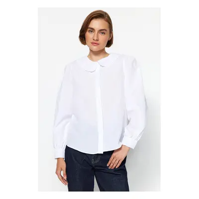 Trendyol Ecru Balloon Sleeve Cotton Woven Shirt