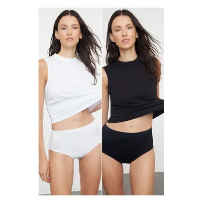 Trendyol Black-White 2-Pack Seamless Hipster Knitted Panties