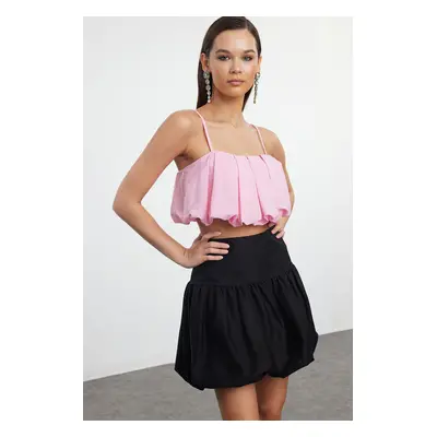 Trendyol Pink Crop Woven Balloon Blouse