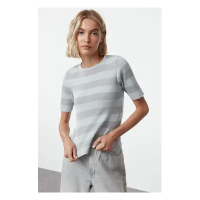 Trendyol Gray Color Block Knitwear Blouse