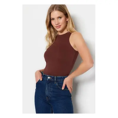 Trendyol Brown Cotton Halter Neck Fitted/Slippery Knitted Undershirt