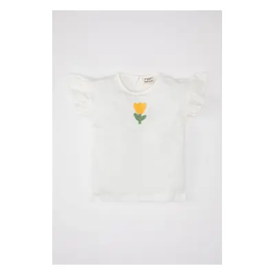 DEFACTO Baby Girl Crew Neck Floral Short Sleeve T-Shirt