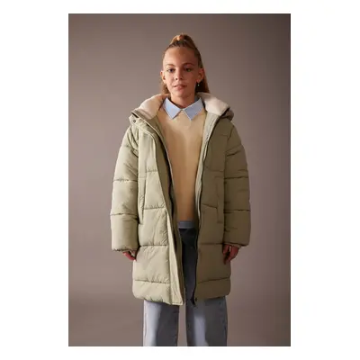 DEFACTO Girl's Water Repellent Hooded Long Coat