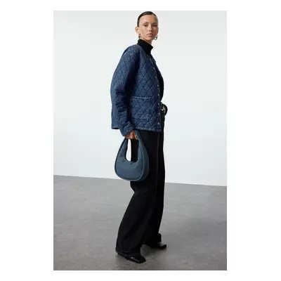 Trendyol Blue Quilted Denim Jacket