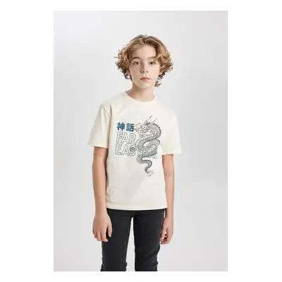 DEFACTO Boys' Crew Neck Printed Short Sleeve T-Shirt